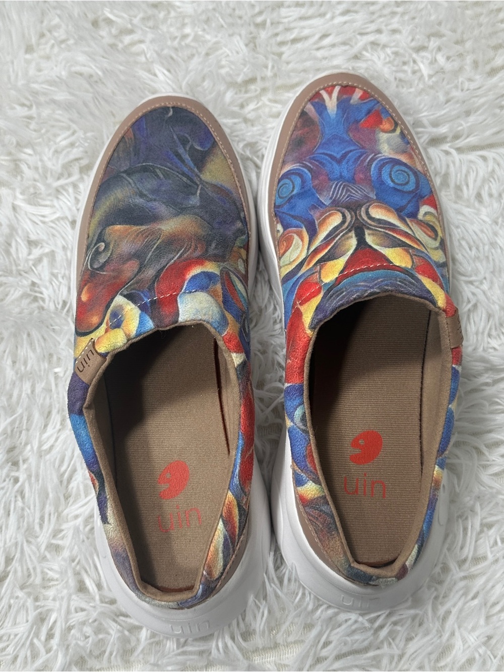 UIN Dye-Misty Art Print Slip On Colorful Canvas Casual Comfort Shoes Womens Sz 8 - Picture 4 of 15